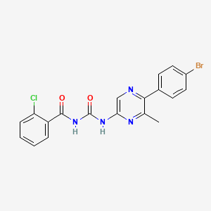 molecular formula C19H14BrClN4O2 B1673941 N-(((5-(4-Bromophenyl)-6 methyl-pyrazinyl)amino)carbonyl)-2-chlorobenzamide CAS No. 69816-57-5