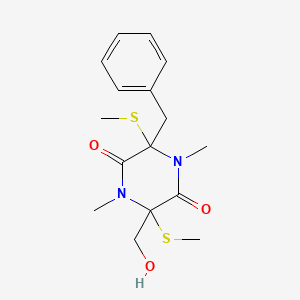 molecular formula C16H22N2O3S2 B1673999 3,6-双(甲硫基)-1,4-二甲基-3-(羟甲基)-6-(苯甲基)-2,5-哌嗪二酮 CAS No. 50655-20-4