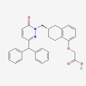 molecular formula C30H28N2O4 B1674011 Acetic acid, (((6S)-6-((3-(diphenylmethyl)-6-oxo-1(6H)-pyridazinyl)methyl)-5,6,7,8-tetrahydro-1-naphthalenyl)oxy)- CAS No. 172936-99-1