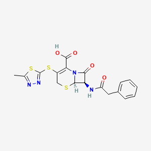 5-Thia-1-azabicyclo(4.2.0)oct-2-ene-2-carboxylic acid, 3-((5-methyl-1,3,4-thiadiazol-2-yl)thio)-8-oxo-7-((phenylacetyl)amino)-, (6R,7R)-