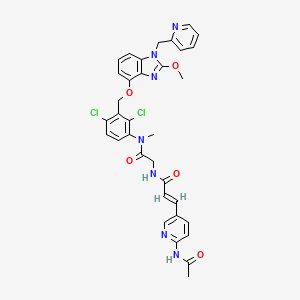 B1674018 (E)-3-(6-acetamidopyridin-3-yl)-N-[2-[[2,4-dichloro-3-[[2-methoxy-1-(pyridin-2-ylmethyl)benzimidazol-4-yl]oxymethyl]phenyl]-methylamino]-2-oxoethyl]prop-2-enamide CAS No. 194928-55-7