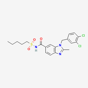 B1674027 1H-Benzimidazole-6-carboxamide, 1-((3,4-dichlorophenyl)methyl)-2-methyl-N-(pentylsulfonyl)- CAS No. 799841-02-4