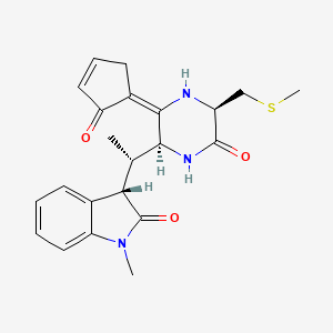 B1674038 (3S)-1-methyl-3-[(1S)-1-[(2S,3E,5R)-5-(methylsulfanylmethyl)-6-oxo-3-(2-oxocyclopent-3-en-1-ylidene)piperazin-2-yl]ethyl]-3H-indol-2-one CAS No. 101706-33-6