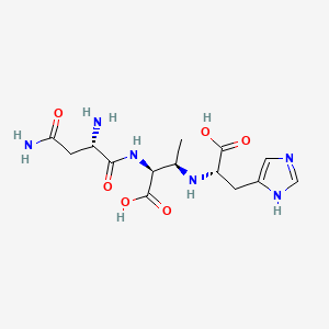 B1674039 Butanoic acid, L-asparaginyl-N3-(1-carboxy-2-(1H-imidazol-4-yl)ethyl)-L-threo-2,3-diamino-, (S)- CAS No. 105424-59-7