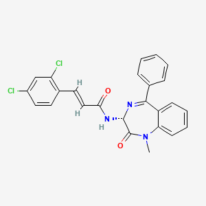 B1674058 (E)-3-(2,4-dichlorophenyl)-N-[(3R)-1-methyl-2-oxo-5-phenyl-3H-1,4-benzodiazepin-3-yl]prop-2-enamide CAS No. 170228-29-2