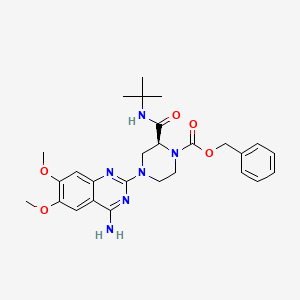 molecular formula C27H34N6O5 B1674089 苯甲基(2S)-4-(4-氨基-6,7-二甲氧基喹唑啉-2-基)-2-(叔丁基氨基羰基)哌嗪-1-羧酸酯 CAS No. 189349-50-6