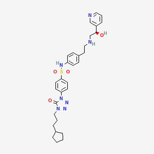 B1674093 Benzenesulfonamide, 4-(4-(3-cyclopentylpropyl)-4,5-dihydro-5-oxo-1H-tetrazol-1-yl)-N-(4-(2-(((2R)-2-hydroxy-2-(3-pyridinyl)ethyl)amino)ethyl)phenyl)- CAS No. 173901-95-6