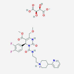B1674096 methyl (4S)-4-(3,4-difluorophenyl)-6-(methoxymethyl)-2-oxo-3-[3-(4-pyridin-2-ylpiperidin-1-ium-1-yl)propylcarbamoyl]-1,4-dihydropyrimidine-5-carboxylate;(2R,3R)-2,3,4-trihydroxy-4-oxobutanoate CAS No. 220497-97-2