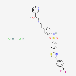 B1674106 Benzenesulfonamide, N-(4-(2-(((2R)-2-hydroxy-2-(3-pyridinyl)ethyl)amino)ethyl)phenyl)-4-(4-(4-(trifluoromethyl)phenyl)-2-thiazolyl)-, dihydrochloride CAS No. 211031-81-1