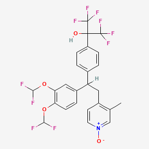 B1674113 Benzenemethanol, 4-(1-(3,4-bis(difluoromethoxy)phenyl)-2-(3-methyl-1-oxido-4-pyridinyl)ethyl)-alpha,alpha-bis(trifluoromethyl)- CAS No. 491869-01-3
