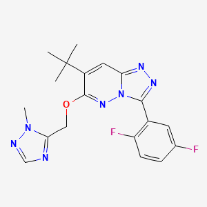 molecular formula C19H19F2N7O B1674117 7-(叔丁基)-3-(2,5-二氟苯基)-6-((1-甲基-1H-1,2,4-三唑-5-基)甲氧基)-[1,2,4]三唑并[4,3-b]哒嗪 CAS No. 286456-42-6