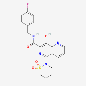 molecular formula C20H19FN4O4S B1674197 5-(1,1-二氧化-1,2-噻嗪烷-2-基)-N-(4-氟苄基)-8-羟基-1,6-萘啶-7-甲酰胺 CAS No. 410544-95-5