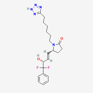molecular formula C21H27F2N5O2 B1674200 2-吡咯烷酮，5-((1E,3R)-4,4-二氟-3-羟基-4-苯基-1-丁烯基)-1-(6-(1H-四唑-5-基)己基)-，(5R)- CAS No. 634193-54-7