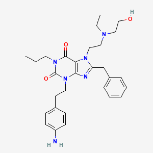 B1674202 3-(2-(4-Aminophenyl)ethyl)-8-benzyl-7-(2-(ethyl(2-hydroxyethyl)amino)ethyl)-1-propylxanthine CAS No. 770703-20-3