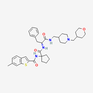 molecular formula C22H22F3N3O3S2 B1674236 N'-[1,1-双(氧化亚氮)噻-4-基]-5-乙基-4-氧化亚氮-7-[3-(三氟甲基)苯基]噻吩并[3,2-C]吡啶-2-甲酰亚胺酰胺 CAS No. 1714146-59-4
