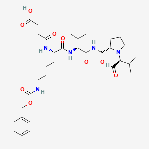 molecular formula C33H49N5O9 B1674264 3-[[(1S)-1-[[(1S)-2-methyl-1-[[(2S)-1-[(2S)-3-methyl-1-oxo-butan-2-yl]pyrrolidine-2-carbonyl]carbamoyl]propyl]carbamoyl]-5-phenylmethoxycarbonylamino-pentyl]carbamoyl]propanoic acid CAS No. 95500-67-7