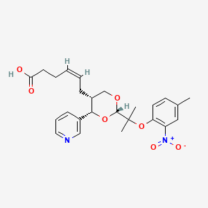 B1674353 6-(2-(1-Methyl-1-(2-nitro-4-tolyloxy)ethyl)-4-(3-pyridyl)-1,3-dioxan-5-yl)hex-4-enoic acid CAS No. 147332-48-7