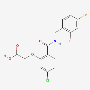 molecular formula C16H12BrClFNO4 B1674370 (2-{[(4-Bromo-2-Fluorobenzyl)amino]carbonyl}-5-Chlorophenoxy)acetic Acid CAS No. 314297-26-2