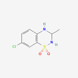 molecular formula C8H9ClN2O2S B1674380 7-Chloro-3-methyl-3,4-dihydro-2H-1,2,4-benzothiadiazine 1,1-dioxide CAS No. 22503-72-6