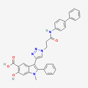 molecular formula C33H27N5O4 B1674430 3-{1-[3-(biphenyl-4-ylamino)-3-oxopropyl]-1H-1,2,3-triazol-4-yl}-6-hydroxy-1-methyl-2-phenyl-1H-indole-5-carboxylic acid CAS No. 1143579-78-5