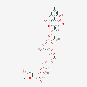 molecular formula C55H74O22 B1674459 1,6,11-Trihydroxy-8-[4-hydroxy-5-[5-hydroxy-3-[5-[4-hydroxy-5-[5-hydroxy-4-(5-hydroxy-6-methyloxan-2-yl)oxy-6-methyloxan-2-yl]oxy-6-methyloxan-2-yl]oxy-6-methyloxan-2-yl]oxy-6-methyloxan-2-yl]oxy-6-methyloxan-2-yl]oxy-3-methyl-5,6-dihydrobenzo[a]anthracene-7,12-dione CAS No. 130432-93-8