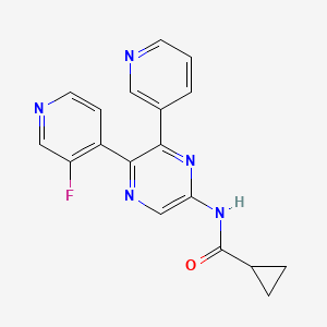 molecular formula C18H14FN5O B1674514 N-(5-(3-氟吡啶-4-基)-6-(吡啶-3-基)吡嗪-2-基)环丙烷甲酰胺 CAS No. 925676-48-8