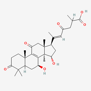 molecular formula C30H42O7 B1674616 (E)-6-[(7S,10S,13R,14R,15S,17R)-7,15-二羟基-4,4,10,13,14-五甲基-3,11-二氧代-2,5,6,7,12,15,16,17-八氢-1H-环戊并[a]菲并[17]-17-基]-2-甲基-4-氧代庚-5-烯酸 CAS No. 100665-40-5