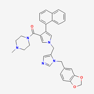 B1674645 (1-((1-(benzo[d][1,3]dioxol-5-ylmethyl)-1H-imidazol-5-yl)methyl)-4-(naphthalen-1-yl)-1H-pyrrol-3-yl)(4-methylpiperazin-1-yl)methanone CAS No. 226927-89-5