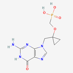 molecular formula C10H14N5O5P B1674646 [1-[(2-amino-6-oxo-3H-purin-9-yl)methyl]cyclopropyl]oxymethylphosphonic acid CAS No. 441785-24-6