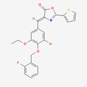 B1674656 (4Z)-4-[[3-bromo-5-ethoxy-4-[(2-fluorophenyl)methoxy]phenyl]methylidene]-2-thiophen-2-yl-1,3-oxazol-5-one CAS No. 445250-00-0