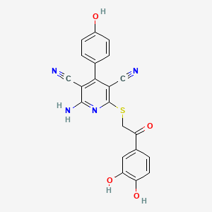 B1674673 2-Amino-6-[[2-(3,4-dihydroxyphenyl)-2-oxoethyl]thio]-4-(4-hydroxyphenyl)-3,5-pyridinedicarbonitrile CAS No. 337500-87-5