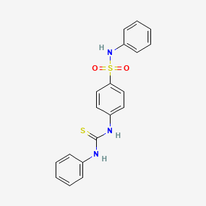molecular formula C19H17N3O2S2 B1674690 1-苯基-3-[4-(苯磺酰基)苯基]硫脲 CAS No. 245342-14-7