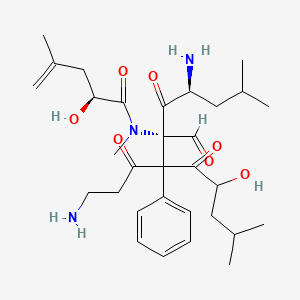 molecular formula C31H47N3O7 B1674780 (2S)-N-[(4S,6S)-4-amino-7-(3-aminopropanoyl)-6-formyl-9-hydroxy-2,11-dimethyl-5,8-dioxo-7-phenyldodecan-6-yl]-2-hydroxy-N,4-dimethylpent-4-enamide CAS No. 128140-12-5