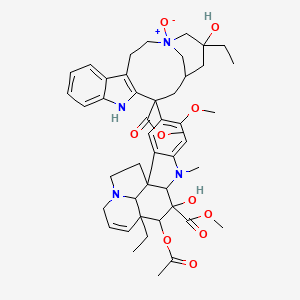 molecular formula C46H58N4O10 B1674838 Methyl 11-acetyloxy-12-ethyl-4-(17-ethyl-17-hydroxy-13-methoxycarbonyl-1-oxido-11-aza-1-azoniatetracyclo[13.3.1.04,12.05,10]nonadeca-4(12),5,7,9-tetraen-13-yl)-10-hydroxy-5-methoxy-8-methyl-8,16-diazapentacyclo[10.6.1.01,9.02,7.016,19]nonadeca-2,4,6,13-tetraene-10-carboxylate CAS No. 80374-74-9
