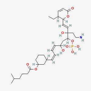 molecular formula C32H52NO10P B1674841 [3-[(1Z,3Z,9E)-8-(2-aminoethyl)-10-(3-ethyl-6-oxo-2,3-dihydropyran-2-yl)-5,8-dihydroxy-7-phosphonooxydeca-1,3,9-trienyl]cyclohexyl] 5-methylhexanoate CAS No. 145142-81-0