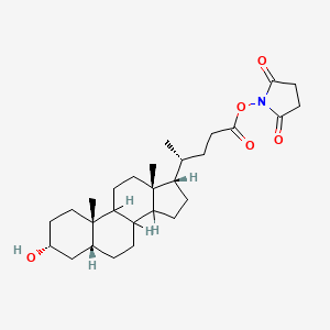 B1674886 (2,5-dioxopyrrolidin-1-yl) (4R)-4-[(3R,5R,10S,13R,17S)-3-hydroxy-10,13-dimethyl-2,3,4,5,6,7,8,9,11,12,14,15,16,17-tetradecahydro-1H-cyclopenta[a]phenanthren-17-yl]pentanoate CAS No. 104211-94-1