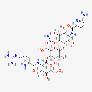 [2-[5-[3-[[2-amino-5-(diaminomethylideneamino)pentanoyl]amino]-4,5-dihydroxy-6-(hydroxymethyl)oxan-2-yl]oxy-3,4-dihydroxy-6-(hydroxymethyl)oxan-2-yl]oxy-4-[(5-amino-3,4-dihydro-2H-pyrrole-2-carbonyl)amino]-3,5,6-trihydroxycyclohexyl] carbamate