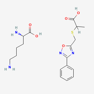 molecular formula C18H26N4O5S B1674934 L-Lysine, mono(2-(((3-phenyl-1,2,4-oxadiazol-5-yl)methyl)thio)propanoate) CAS No. 61560-15-4