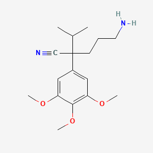 B1675341 5-Amino-2-propan-2-yl-2-(3,4,5-trimethoxyphenyl)pentanenitrile CAS No. 116759-60-5