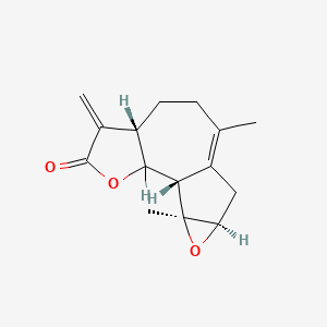 molecular formula C15H18O3 B1675373 (1S,6S,12R,14S)-9,14-Dimethyl-5-methylidene-3,13-dioxatetracyclo[8.4.0.02,6.012,14]tetradec-9-en-4-one CAS No. 36149-87-8