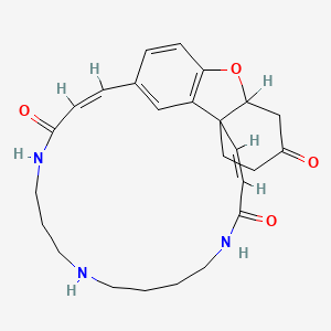 molecular formula C25H33N3O4 B1675444 17,19-Etheno-22H-benzofuro(3a,3-n)(1,5,10)triazacycloeicosine-3,14,22-trione, 4,5,6,7,8,9,10,11,12,13,20a,21,23,24-tetradecahydro- CAS No. 24185-51-1