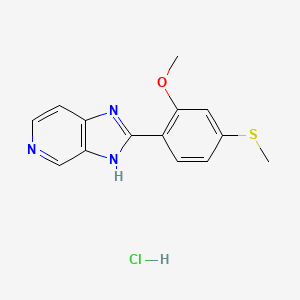 molecular formula C14H14ClN3OS B1675573 1H-Imidazo(4,5-c)pyridine, 2-(2-methoxy-4-(methylthio)phenyl)-, monohydrochloride CAS No. 86315-69-7