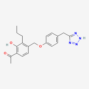 molecular formula C20H22N4O3 B1675579 1-(2-Hydroxy-3-propyl-4-((4-(1H-tetrazol-5-ylmethyl)phenoxy)methyl)phenyl)ethanone CAS No. 97581-70-9