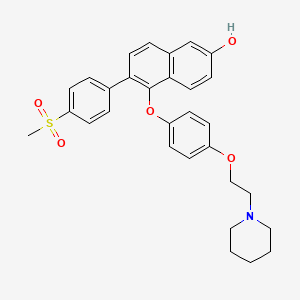 molecular formula C30H31NO5S B1675605 6-(4-Methylsulfonyl-phenyl)-5-[4-(2-piperidin-1-ylethoxy)phenoxy]naphthalen-2-OL CAS No. 648904-56-7