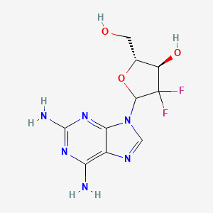 B1675606 (2R,3R)-5-(2,6-diamino-7H-purin-8-yl)-4,4-difluoro-2-(hydroxymethyl)oxolan-3-ol CAS No. 103828-81-5