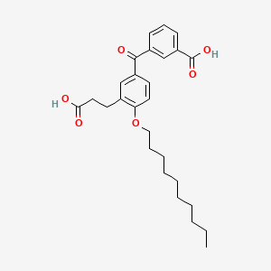 B1675610 Benzenepropanoic acid, 5-(3-carboxybenzoyl)-2-(decyloxy)- CAS No. 117423-95-7