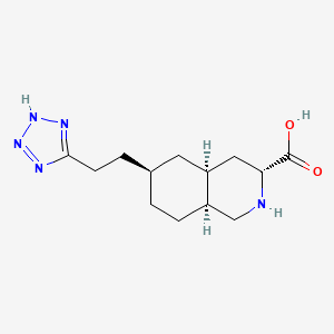 B1675611 3-Isoquinolinecarboxylic acid, decahydro-6-(2-(1H-tetrazol-5-yl)ethyl)-, (3R,4aS,6S,8aS)-rel- CAS No. 150010-68-7