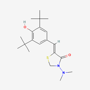 molecular formula C20H30N2O2S B1675617 5-((3,5-Bis(1,1,-dimethylethyl)-4-hydroxyphenyl)methylene)-3-(dimethylamino)-4-thiazolidinone CAS No. 132392-39-3