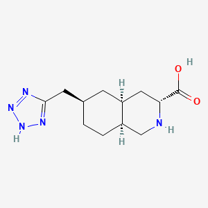 B1675628 Decahydro-6-(2H-tetrazol-5-ylmethyl)-3-isoquinolinecarboxylic acid CAS No. 136845-59-5