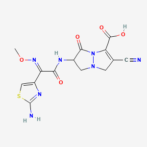 B1675637 3-Cyano-7-(2-(2-aminothiazol-4-yl)-2-(methoxyimino)acetamido)-8-oxo-1,5-diazabicyclo(3.3.0)oct-2-ene-2-carboxylic acid CAS No. 124986-45-4